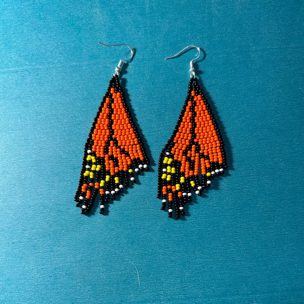 - Beaded butterfly wings earrings